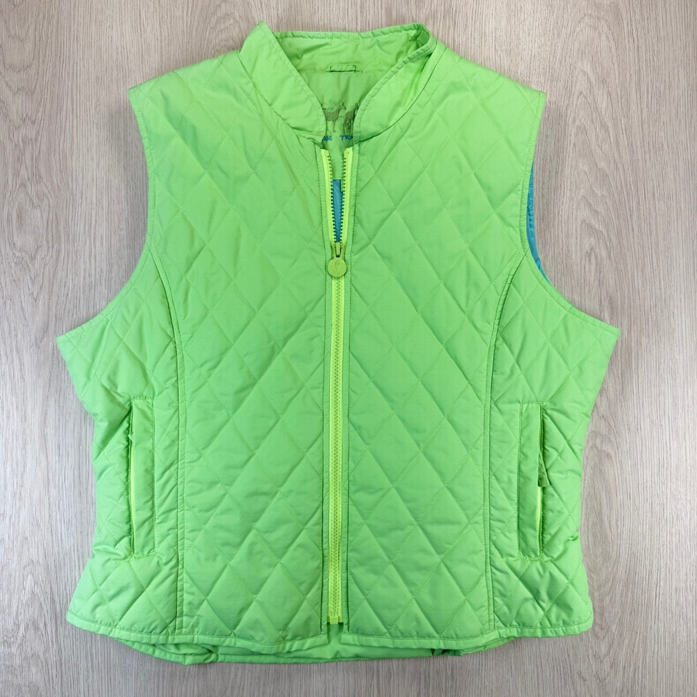 Outback Trading Co Ladies Bright Cheval Vest Lime Green‎ Quilted Zip Up Large